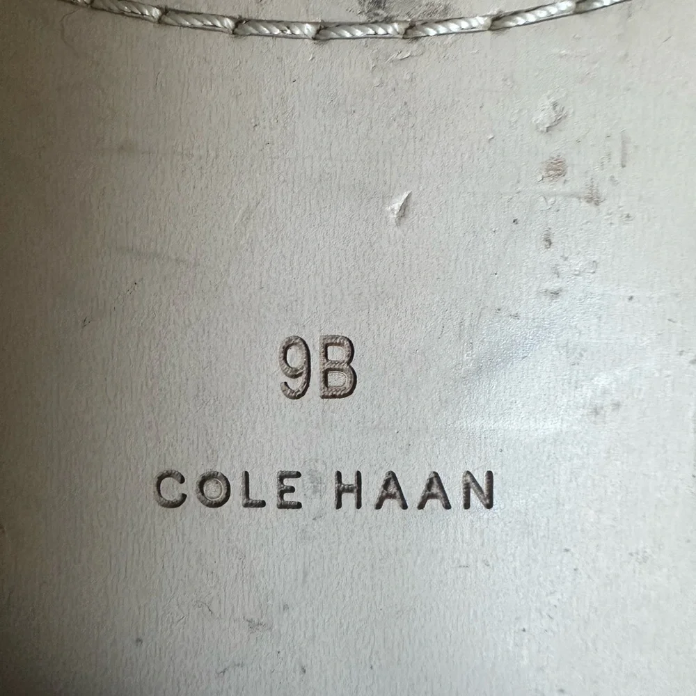 Cole Haan Black & Brown Leather Riding Boots Gold Logo Tall Boots Size 9B